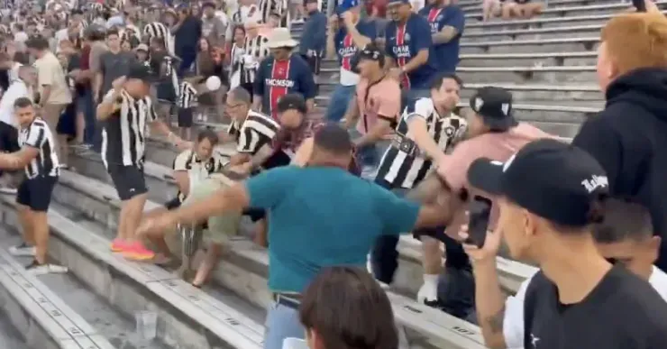 Botafogo x PSG: Vídeo registra confronto nas arquibancadas.